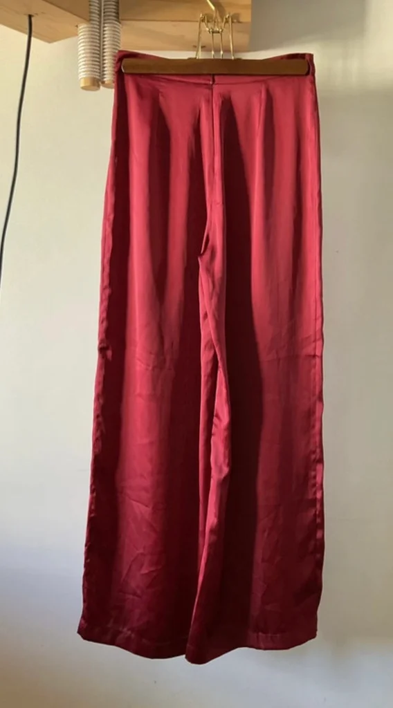 🔥-20%🔥 Pantalon Large Satiné – Bordeaux Profond T.S